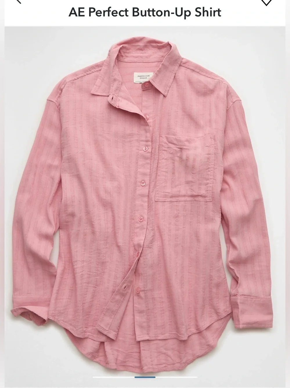 American Eagle Outfitters Women’s Casual Button-Down Shirt in Dusty Pink